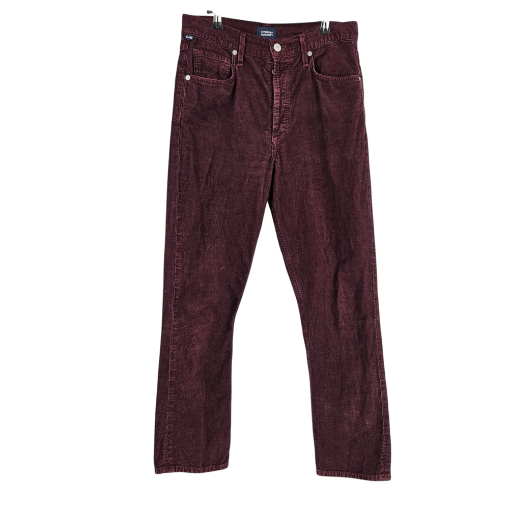 Citizen of Humanity Jolene Pants Maroon High Waist Corduroy Button Fly Size 27